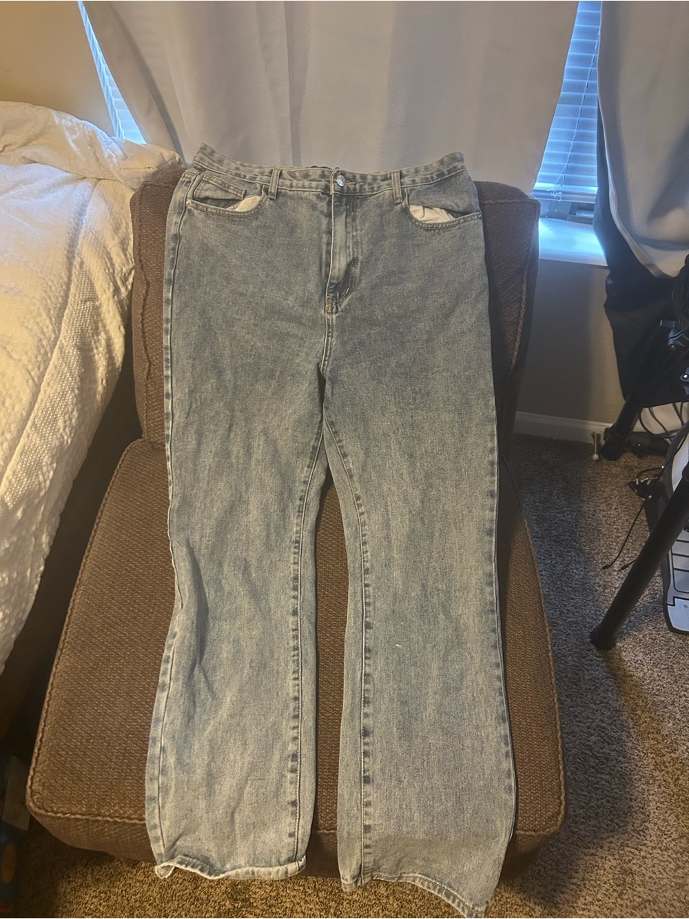 PrettyLittleThing Light Wash Flare Jeans